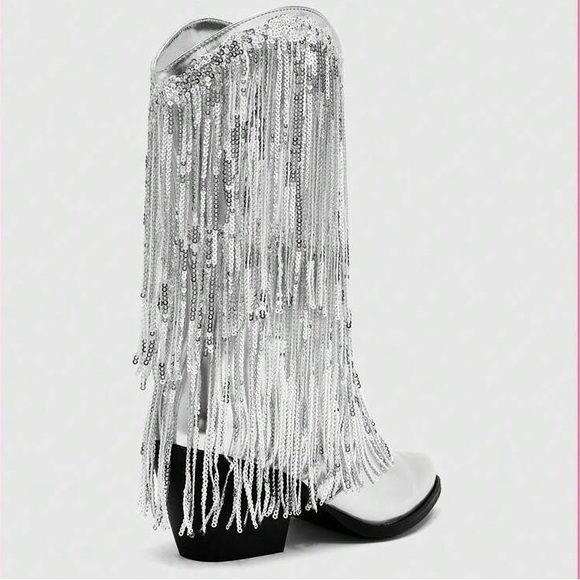 Metallic Silver Western Party Decor Fashion Boots - Picture 3 of 4